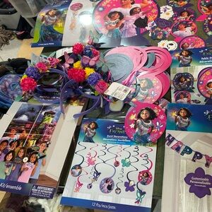 Encanto Disney Purple and Pink Party Decorations Set Like New!